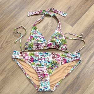 J. Crew Vibrant Tropical Bikini - Pink, Green, Blue